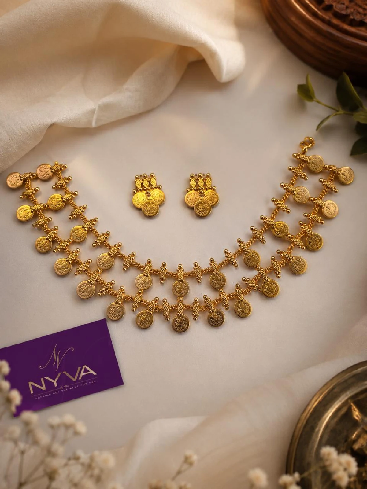 New Project - 2026-08-13T125134.773 Premium Gold Coin Temple Jewellery Necklace - Image 1