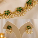 Emerald Green Pearl Floral Necklace Set