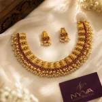 Ruby Pearl Temple Necklace Set