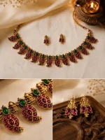 Ruby Emerald Paisley Necklace - Image 2