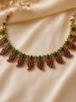 Ruby Emerald Paisley Necklace
