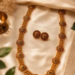 Ruby Emerald Peacock Necklace Set