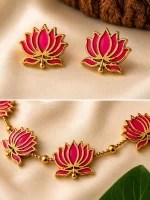 Pink Lotus Necklace Set - Image 2