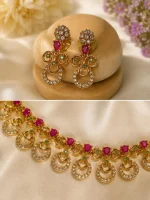 Ruby Emerald Designer Necklace Set - Image 2