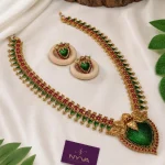 Emerald Ruby Heart Necklace Set