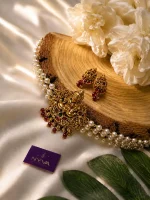 Lakshmi Pearl Ruby Necklace Set