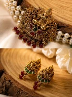 Lakshmi Pearl Ruby Necklace Set - Image 2