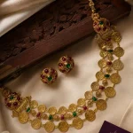 Ruby Emerald Coin Necklace Set