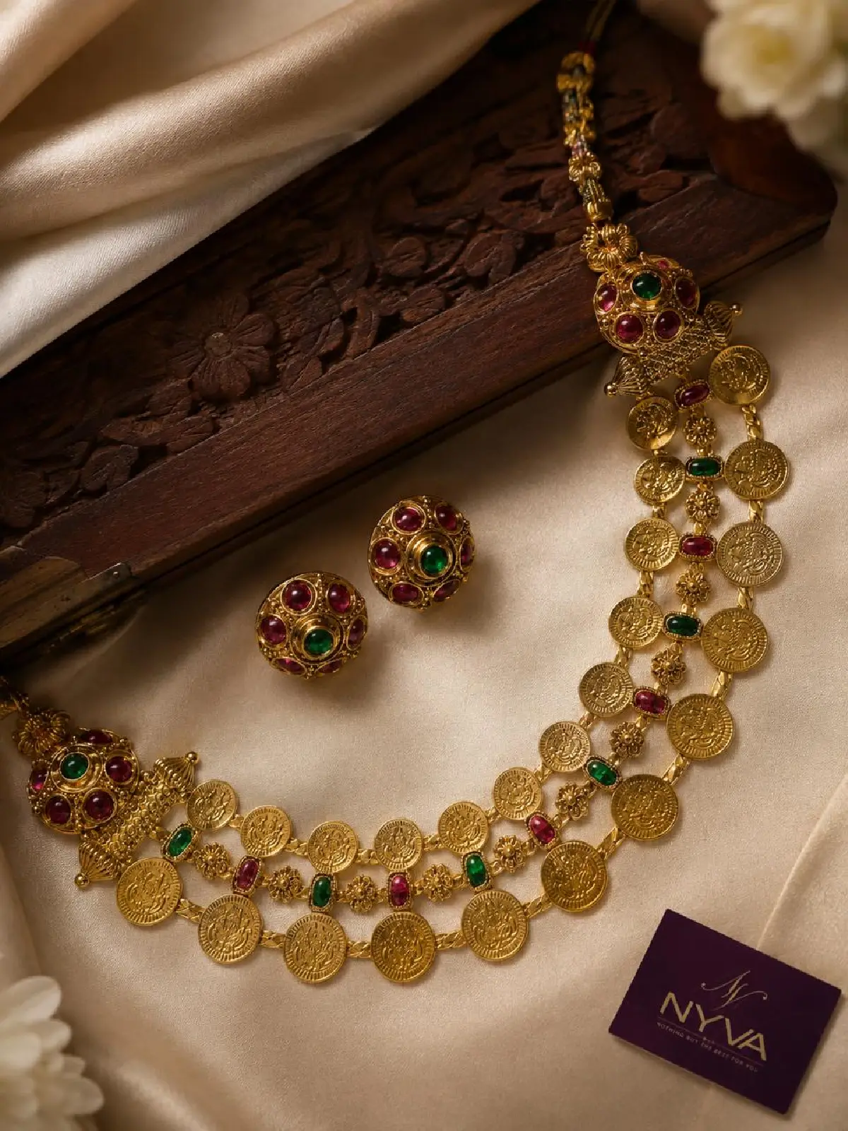 New Project - 2026-08-13T135738.361 Ruby Emerald Coin Necklace Set - Image 1