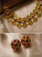 Ruby Emerald Coin Necklace Set - Image 2
