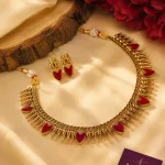 Ruby Heart Gold Necklace Set