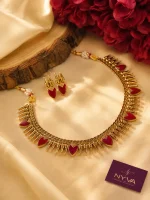 Ruby Heart Gold Necklace Set