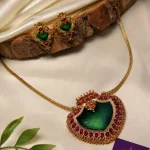 Emerald Peacock Pendant Set