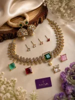 Emerald Square Crystal Necklace Set - Image 2