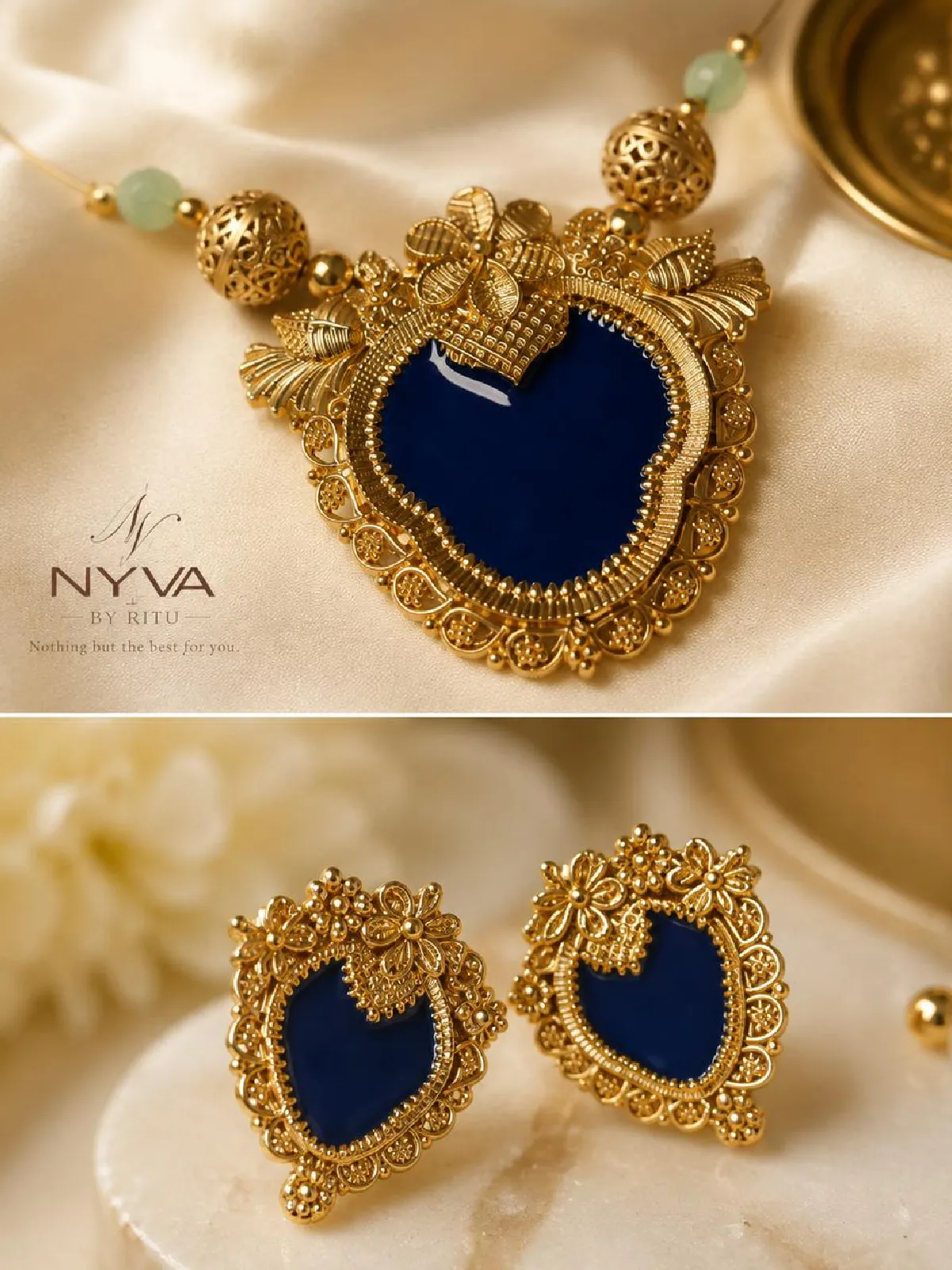 New Project - 2026-08-14T104318.645 Royal Blue Heart Pendant Set - Image 1
