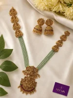 Green Beaded Lakshmi Necklace Set