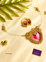 Ruby Heart Floral Pendant Set - Image 2