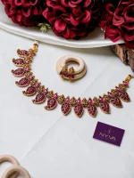 Ruby Leaf Necklace Set