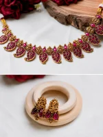 Ruby Leaf Necklace Set - Image 2