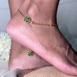 Emerald Stone Delicate Anklet