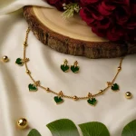 Emerald Leaf Charm Necklace Set