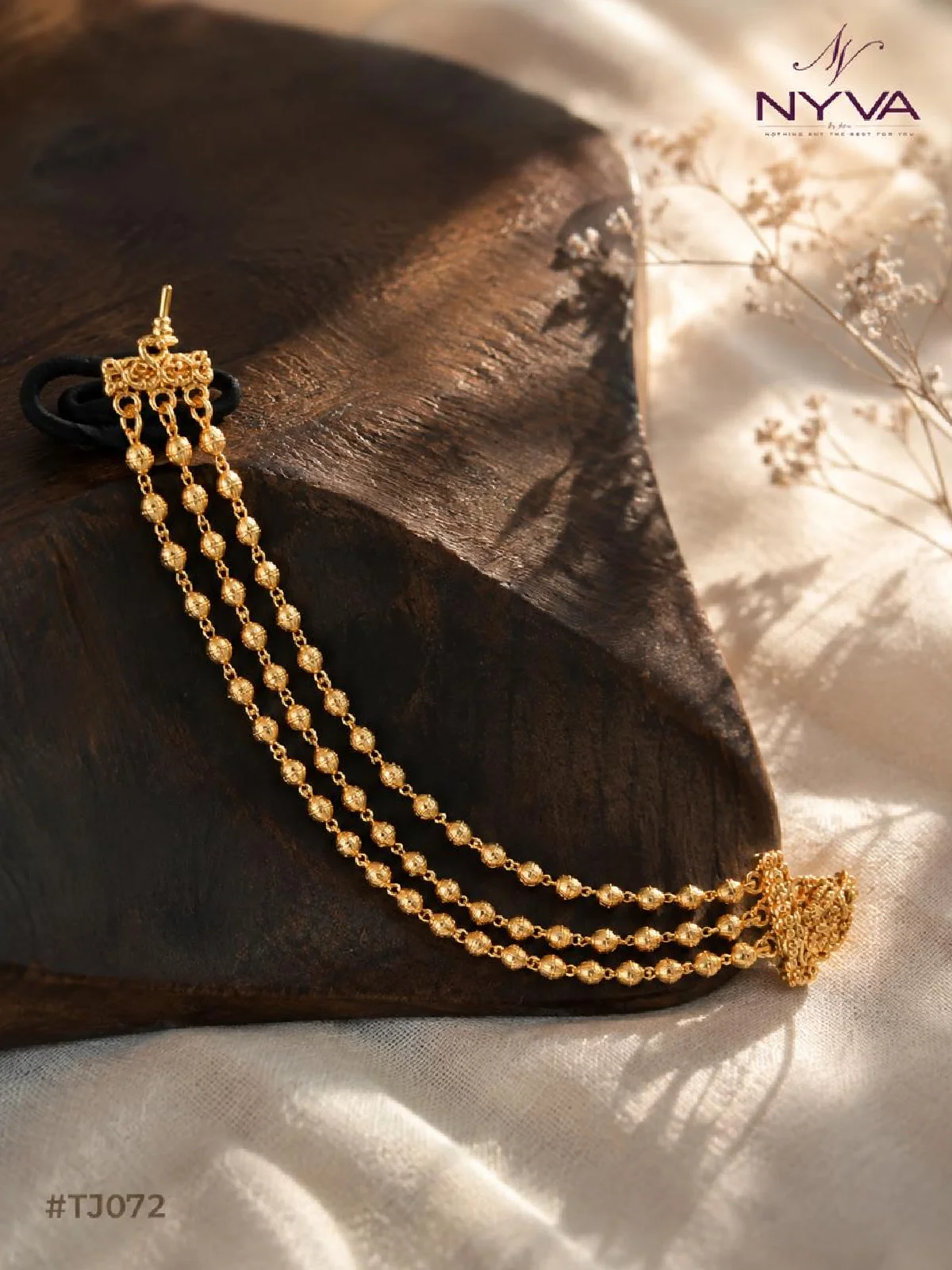 New Project - 2026-08-22T124128.725 Royal Golden Beaded 3-Layer Hair Chain - Image 1