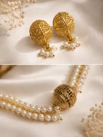 Royal Pearl Jhumka Necklace Set - Image 2