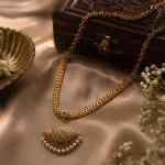 Antique Gold Pearl Pendant Necklace