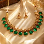 Classic Cabochon Emerald Nagapadam Necklace Set