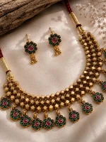 Geometric Mesh Floral Fringe Antique Jewellery Set - Image 2
