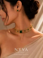 Square Emerald Vintage Lattice Choker Set - Image 2