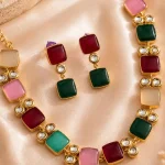 Multicolor Geometric Cabochon &  Jewellery Set
