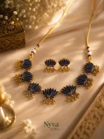 Royal Blue Enamel Lotus Antique Jewellery Set - Image 2