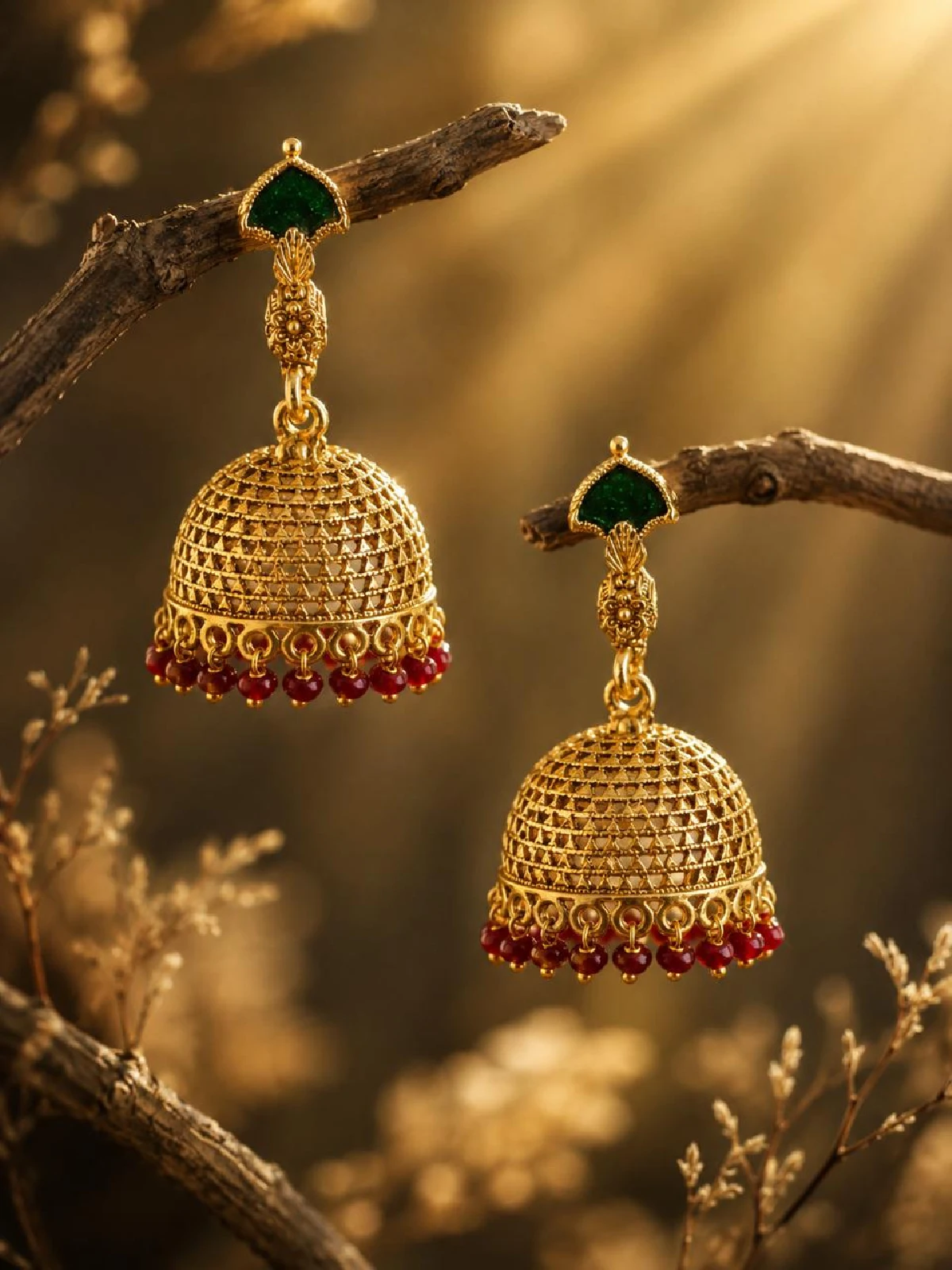 New Project - 2026-08-22T172828.619 Heritage Filigree Jhumka Earrings - Image 1