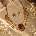 Two-Tiered Antique Kasu Mala with Peacock Medallion Set