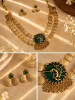Two-Tiered Antique Kasu Mala with Peacock Medallion Set - Image 2