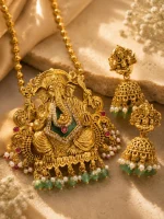 Grand Lord Ganesha Temple Pendant & Jhumka Set - Image 2