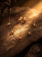 Maroon & Gold Elegant Pendant Jewellery Set
