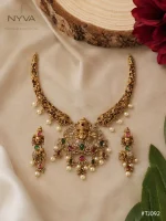 Divine Elephant & Goddess Face Temple Jewellery Set
