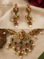 Divine Elephant & Goddess Face Temple Jewellery Set - Image 2