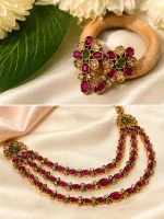 Multi-Strand Ruby & Emerald Antique Jewellery Set - Image 2