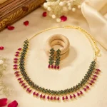 Emerald Green & Marquise Ruby Fringe Jewellery Set