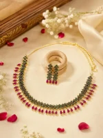 Emerald Green & Marquise Ruby Fringe Jewellery Set