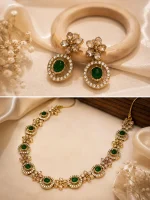 Floral Halo Emerald Green Jewellery Set