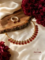 Ruby Blossom Necklace & Earrings Set