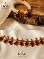 Ruby Blossom Necklace & Earrings Set - Image 2
