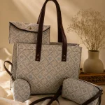 Geometrical Jaal Printed Canvas Handbag Set