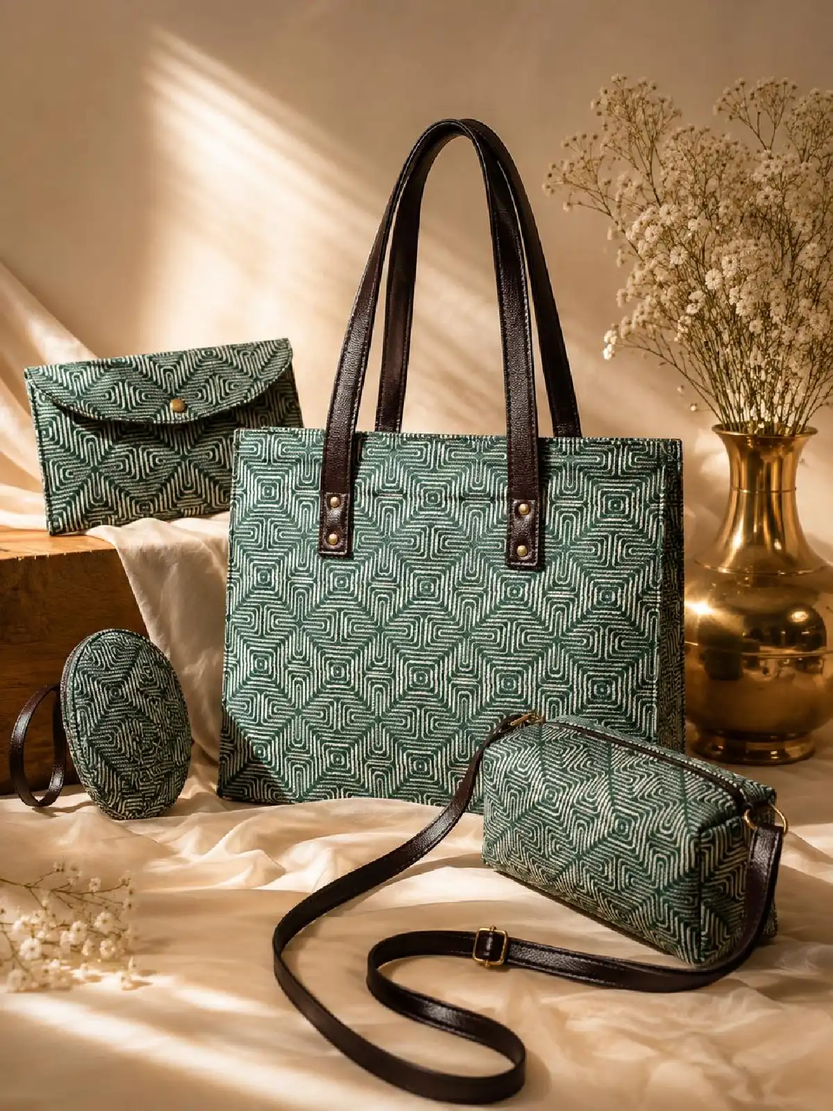 New Project - 2026-09-08T111323.133 Geometric Maze Printed Handbag - Image 1