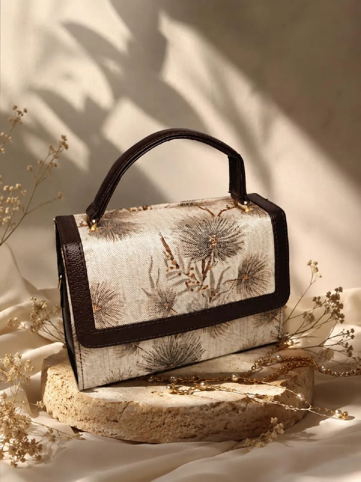 New Project - 2026-09-08T112314.814 Botanical Pine Print Top-Handle Handbag - Image 1