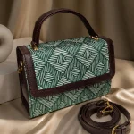 Emerald Geometric Maze Top-Handle Handbag